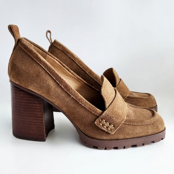 Crown Vintage Alivia Brown Suede Leather Retro Heels With Lug Sole, Size 9 - Picture 13 of 16